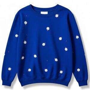 Quacker Factory Shamrock Clover Sweatshirt Blue Pullover St Patrick’s Small